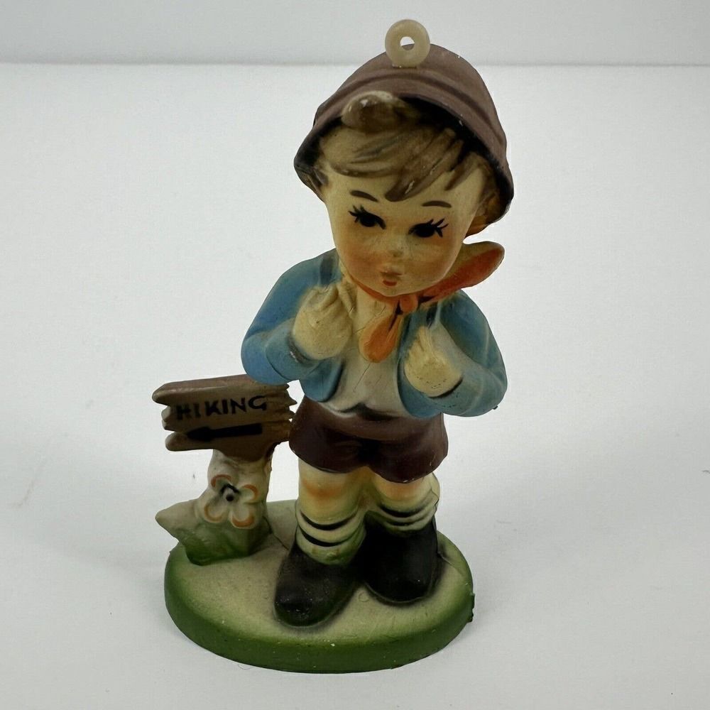 Vintage Kurt‎ S Adler Plastic Hummel Like Christmas Ornament German Boy Hiking